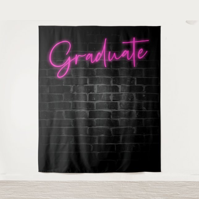 Neon Pink Glow Light | Graduate Party Photo Booth Tapestry (Front)