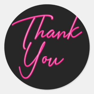 Neon Pink Glow Thank You Classic Round Sticker