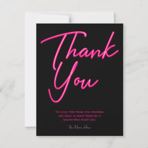 Neon Pink Glow Thank You Invitation