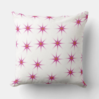 Neon Pink Glowing Stars Pattern Cushion