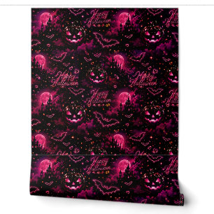 Neon pink Gothic Halloween pattern Wallpaper