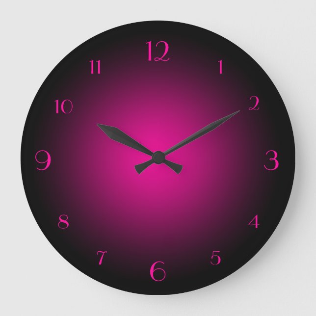 Neon Pink Gradient Over Black Large Clock (Front)