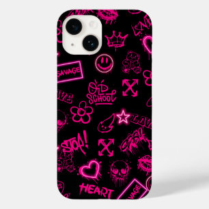 Neon pink graffiti iPhone case