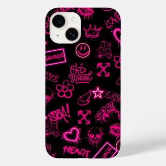 Neon pink graffiti iPhone case