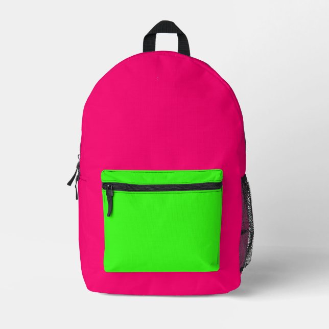 Neon Pink & Green Custom Backpack (Front)