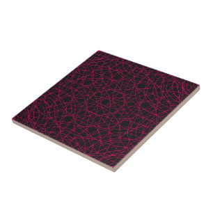 Neon Pink Grid Pattern Ceramic Tile – Customisable