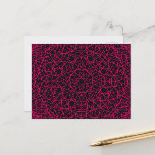 Neon Pink Grid Web Postcard (Black) – Customisable
