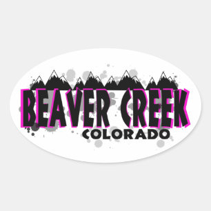 Neon pink grunge Beaver Creek Colorado Oval Sticker