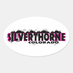 Neon pink grunge Silverthorne Colorado Oval Sticker