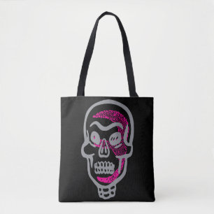 Neon Pink Halloween Skull  Tote Bag
