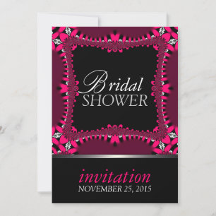 Neon Pink Hearts Bridal Shower Party Invitations