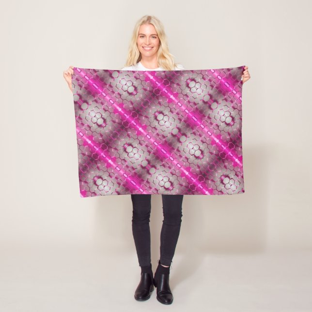 Neon Pink Hexagon Grid Blanket (In Situ)