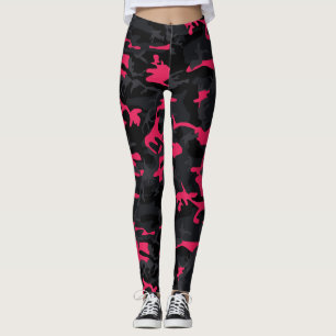 Neon Pink Highlights Camo Leggings