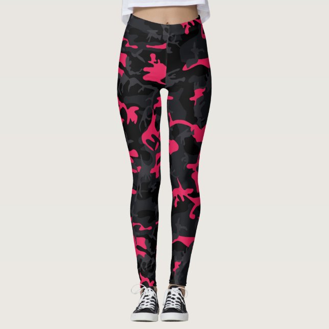 Neon Pink Highlights Camo Leggings (Front)