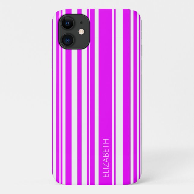 Neon Pink Irregular Stripes Case-Mate iPhone Case (Back)