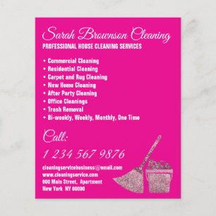 Neon Pink Janitorial Maid House Cleaning Flyer