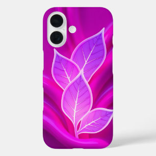 Neon Pink Leaves Bold iPhone Case
