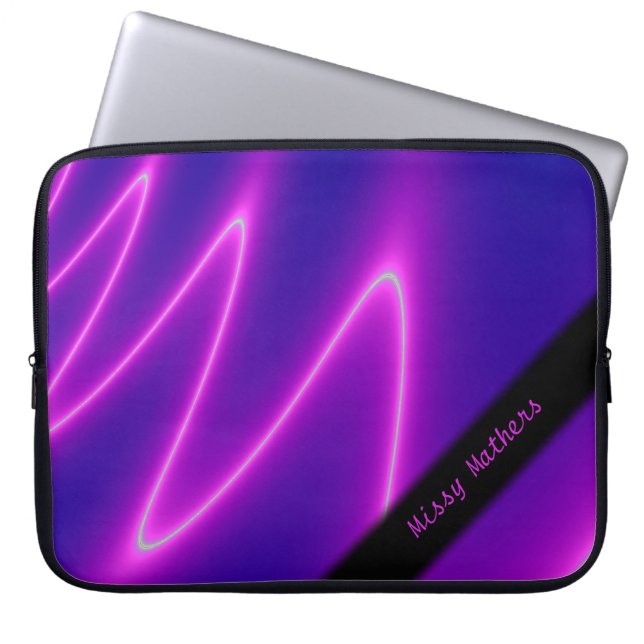 Neon Pink Lightning Personal Laptop Sleeve (Front)
