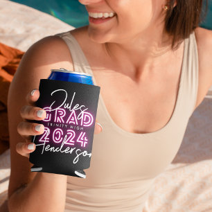 Neon Pink Lights Class of 24 Graduation Party Can Cooler