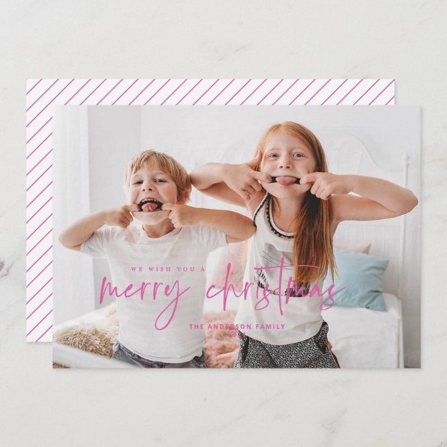Neon Pink Making Spirits Bright Silly Christmas  Invitation (Front/Back)