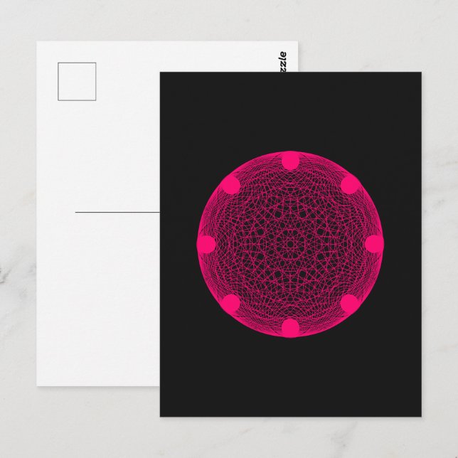 Neon Pink Mandala Postcard – Customisable (Front/Back)