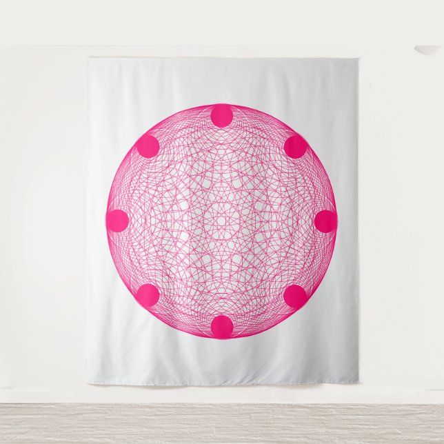 Neon Pink Mandala Wall Tapestry – Customisable (Front)