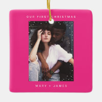 Neon Pink Modern  Merry and Married Photo