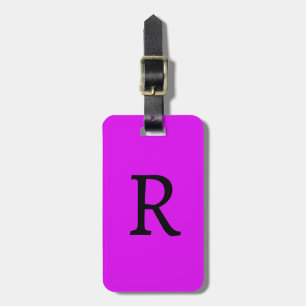 Neon Pink Monogram Gift Party Favour Purple Violet Luggage Tag
