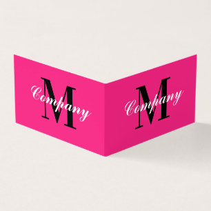 Neon pink monogram logo folded business card print