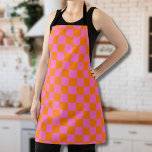 Neon Pink Orange Chequered Chequerboard Vintage Apron<br><div class="desc">Neon Pink and Orange Chequered Chequerboard | Vintage | Classic | Trendy | Stylish | Fashion | Minimal</div>