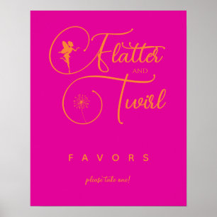 Neon Pink Orange Minimalist Fairy Favours Poster