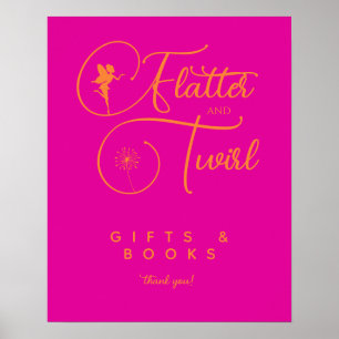Neon Pink Orange Minimalist Fairy Gifts And Books Poster