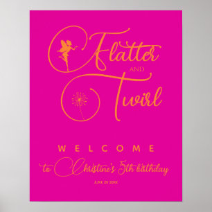 Neon Pink Orange Minimalist Fairy Welcome  Poster