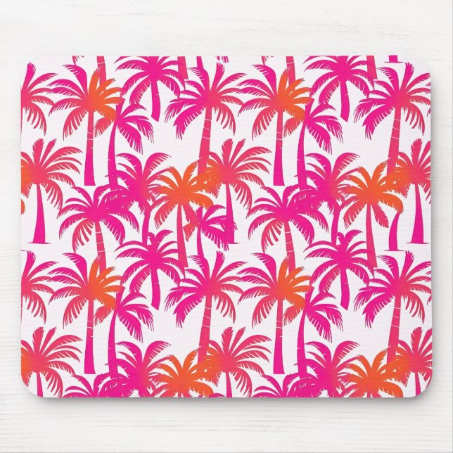 Neon Pink Orange Palm Tree Ibiza Mouse Mat (Front)