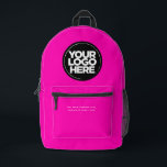 Neon Pink | Personalised Corporate Logo and Text Printed Backpack<br><div class="desc">Neon pink | Personalised Cute Trendy Corporate Logo and Text Modern Business Printed Backpack</div>