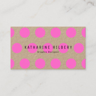 Neon Pink Polka Dots Kraft Paper Business Card