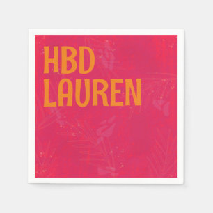 Neon Pink Preppy Birthday Napkin