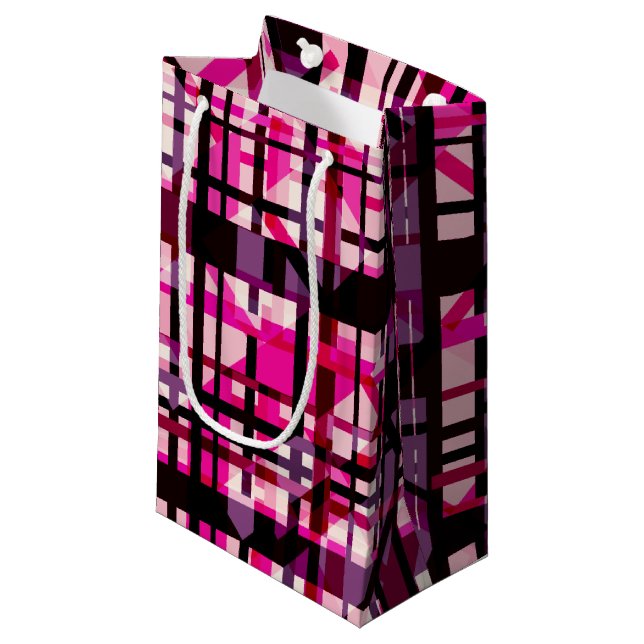 Neon Pink Purple Abstract Geometric Gift Bag (Front Angled)