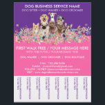 Neon Pink purple Breeds Dog Walker Service Flyer<br><div class="desc">Neon Pink purple Breeds Dog Walker Service</div>