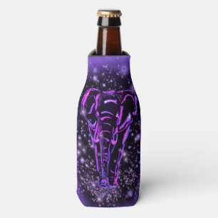 Neon Pink Purple Elephant Bottle Cooler