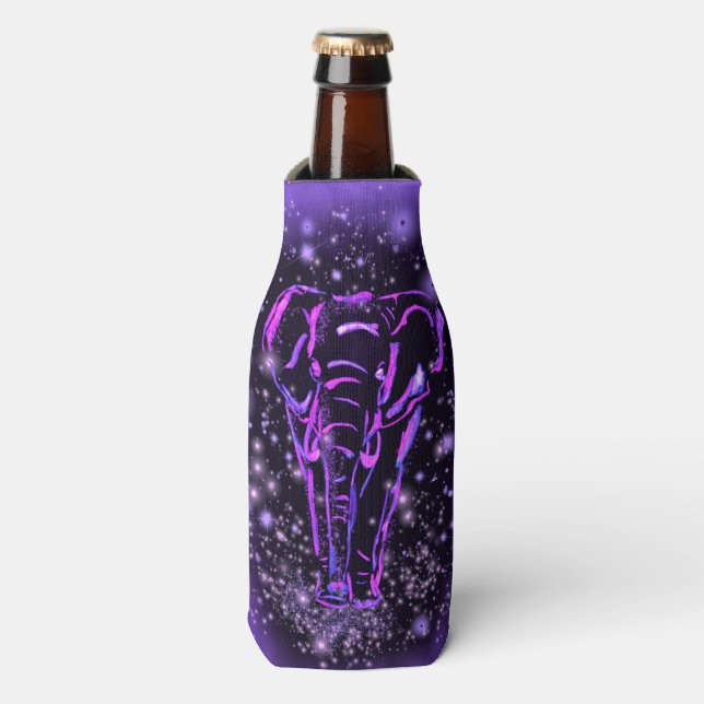 Neon Pink Purple Elephant Bottle Cooler (Bottle Front)