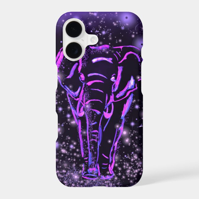 Neon Pink Purple Elephant iPhone Case (Back)
