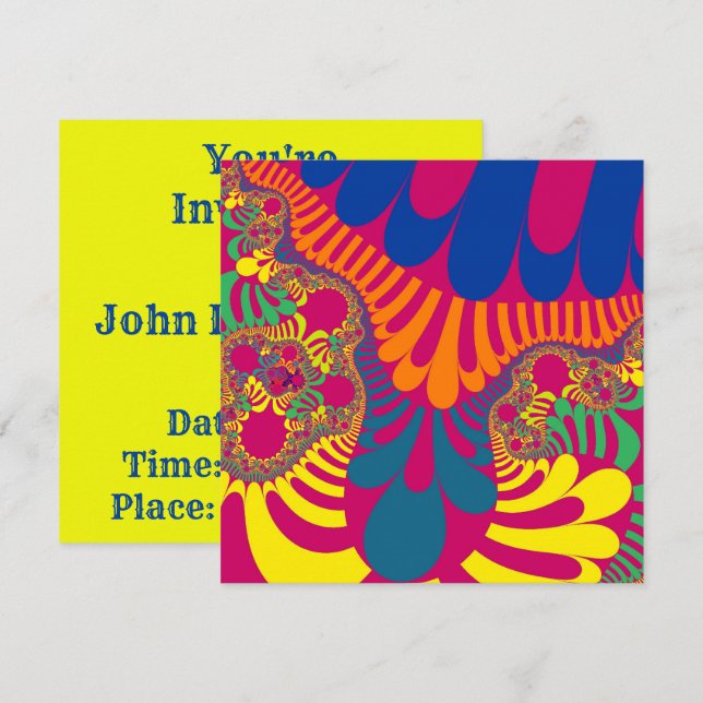 Neon Pink Rainbow Mod Invitation (Front/Back)