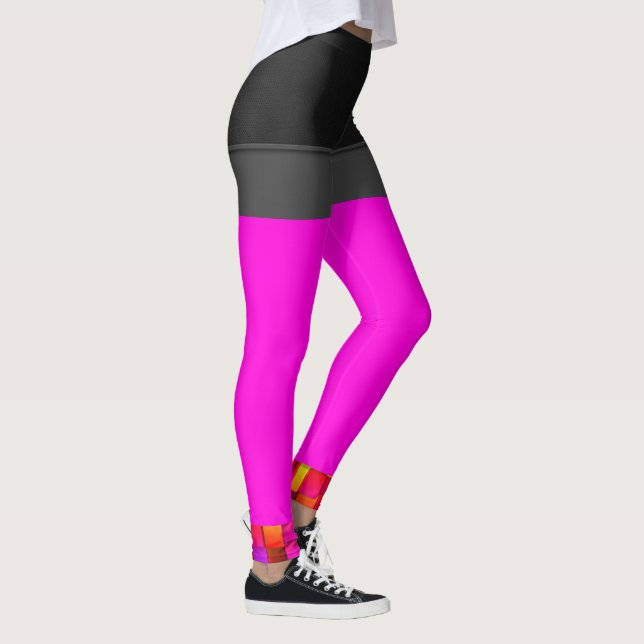 Neon Pink Running Leggings Women's Pants (Right)