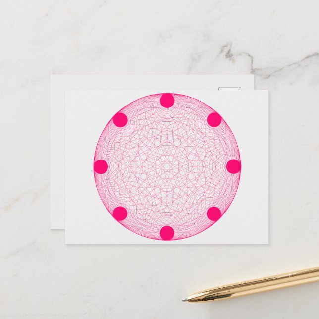 Neon Pink Sacred Circle Postcard – Customisable (Front/Back In Situ)