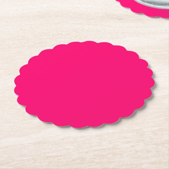 Neon Pink Scalloped Paper Coaster – Customisable (Angled)