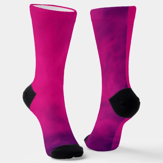 Neon Pink Smoke Gradient Crew Socks – Customisable (Angled)