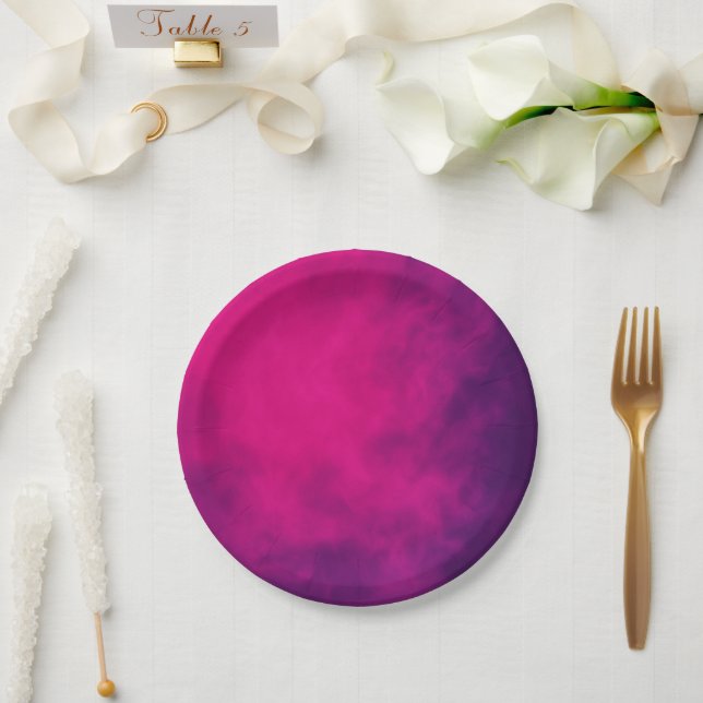 Neon Pink Smoke Paper Plates – Customisable (Wedding)