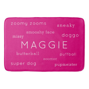Neon Pink Soft Flat Dog Mat Name + Nickname
