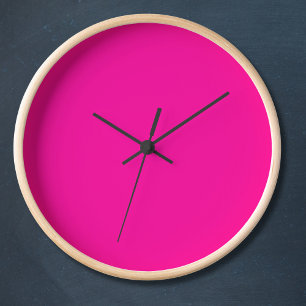Neon Pink Solid Color Clock